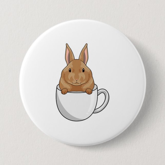 Rabbit with Cup of Coffee 7.5 Cm Round Badge (Front)