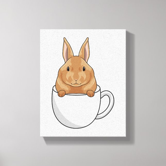 Rabbit with Cup of Coffee Canvas Print (Front)