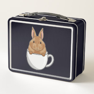 Rabbit with Cup of Coffee Metal Lunch Box