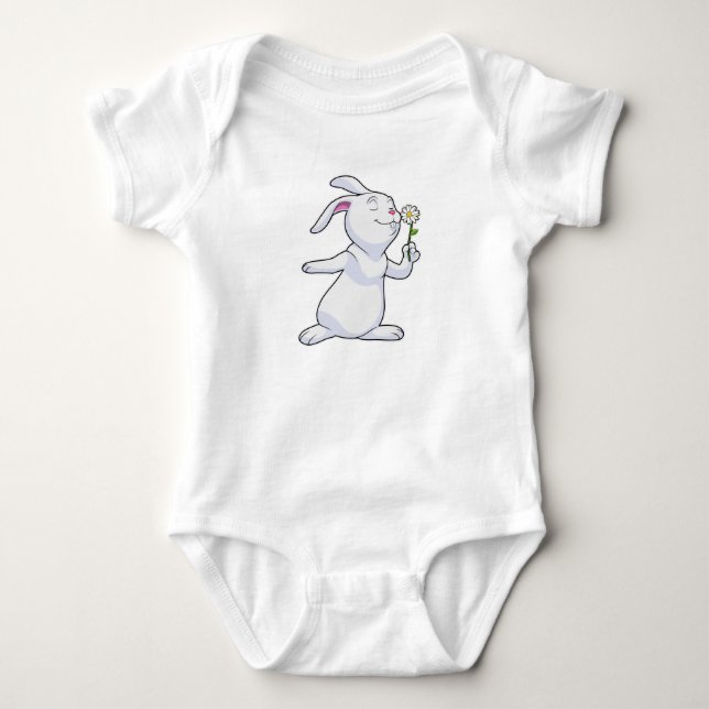 Rabbit with Daisy Baby Bodysuit (Front)