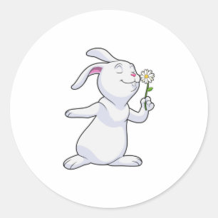 Rabbit with Daisy Classic Round Sticker