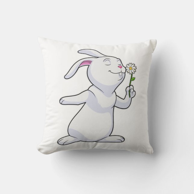 Rabbit with Daisy Cushion (Front)
