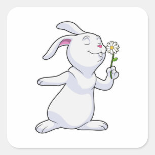 Rabbit with Daisy Square Sticker