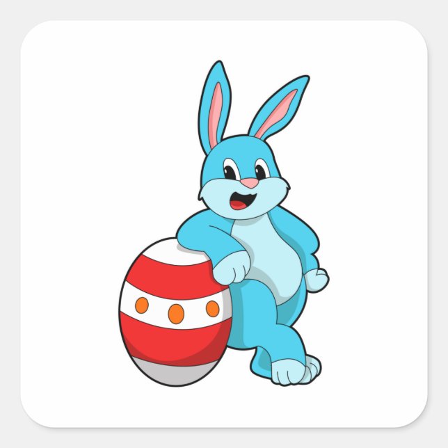 Rabbit with Easter egg Square Sticker (Front)