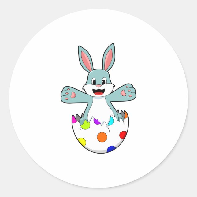 Rabbit with Egg Classic Round Sticker (Front)