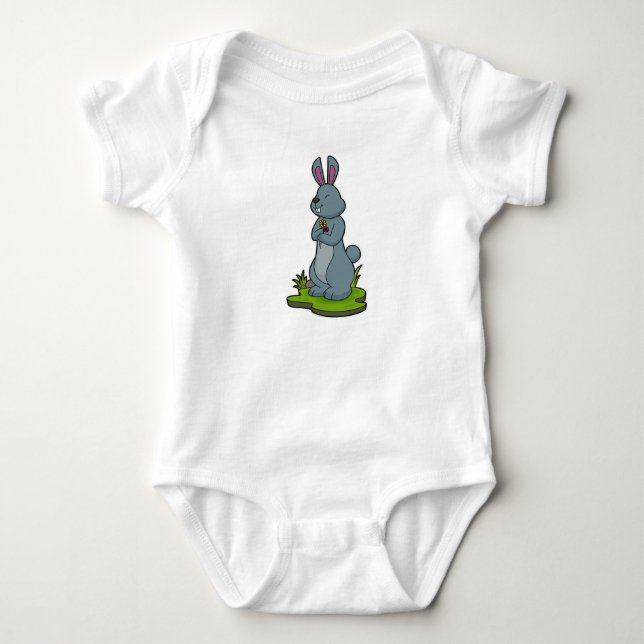 Rabbit with Flowers Baby Bodysuit (Front)