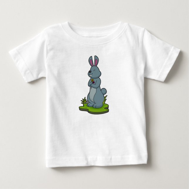 Rabbit with Flowers Baby T-Shirt (Front)