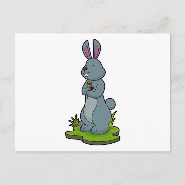 Rabbit with Flowers Postcard (Front)