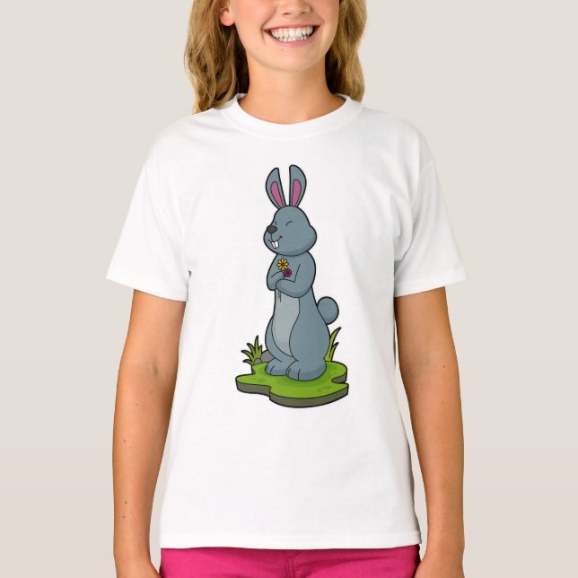 Rabbit with Flowers T-Shirt (Front)