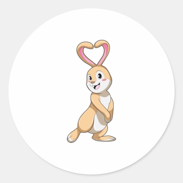 Rabbit with Heart Classic Round Sticker (Front)