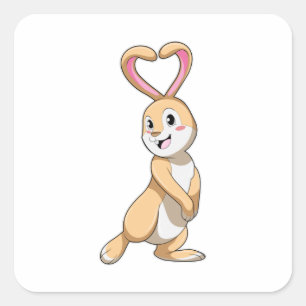 Rabbit with Heart Square Sticker