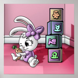 Rabbit with Korean Lettering Poster