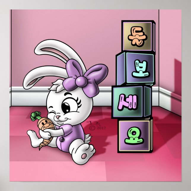 Rabbit with Korean Lettering Poster (Front)