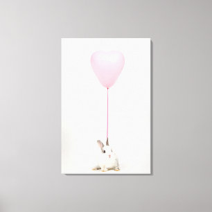 Rabbit With Pink Balloon Canvas Print