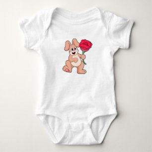 Rabbit with red Rose Baby Bodysuit