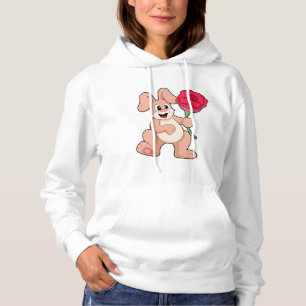 Rabbit with red Rose Hoodie
