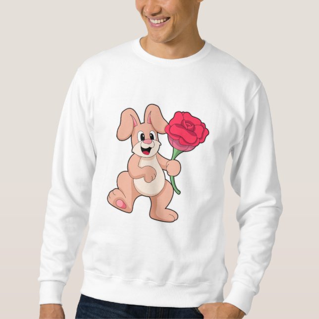 Rabbit with red Rose Sweatshirt (Front)