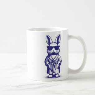 Rabbit With Robe And Sungles Blue Retro Easter Bun Coffee Mug