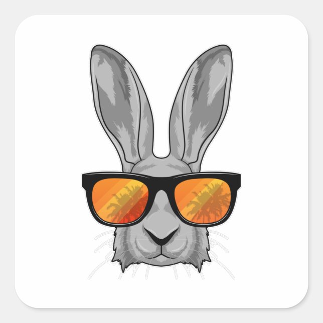 Rabbit with Sunglasses Square Sticker (Front)