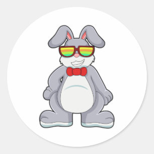 Rabbit with Sunglasses & Tie Classic Round Sticker