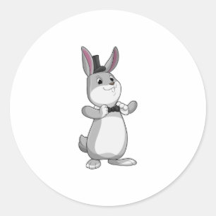 Rabbit with Top hat & Bow tie Classic Round Sticker