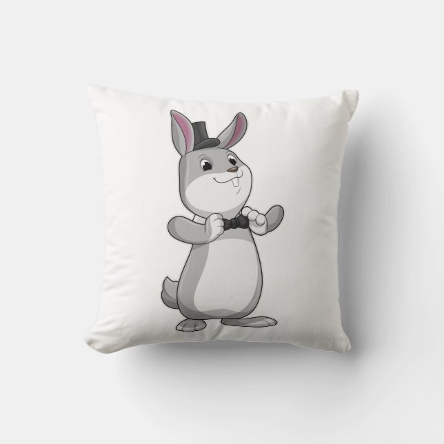 Rabbit with Top hat & Bow tie Cushion (Front)
