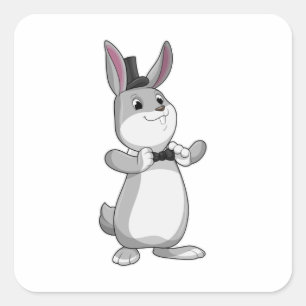 Rabbit with Top hat & Bow tie Square Sticker