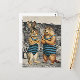 Rabbit Woman  and Groundhog Lady at the Quarry Postcard