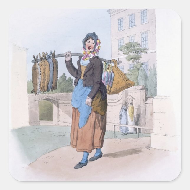 Rabbit Woman, from 'Costume of Great Britain', pub Square Sticker (Front)