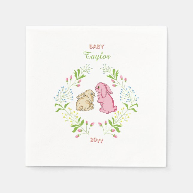 Rabbit Wreath Napkin (Front)