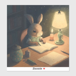 Rabbit Writing at Desk -