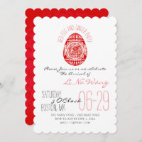 Rabbit Year Red Egg And Ginger Party Baby Invite