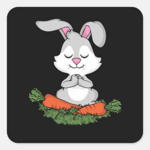 Rabbit Yoga Lover Women Bunny Gift Meditating Square Sticker
