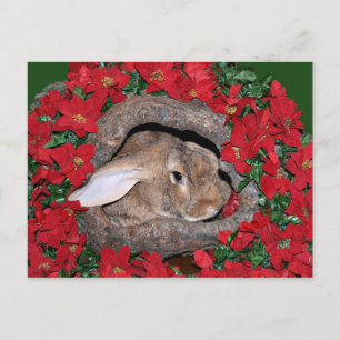 Rabbit yule log postcard