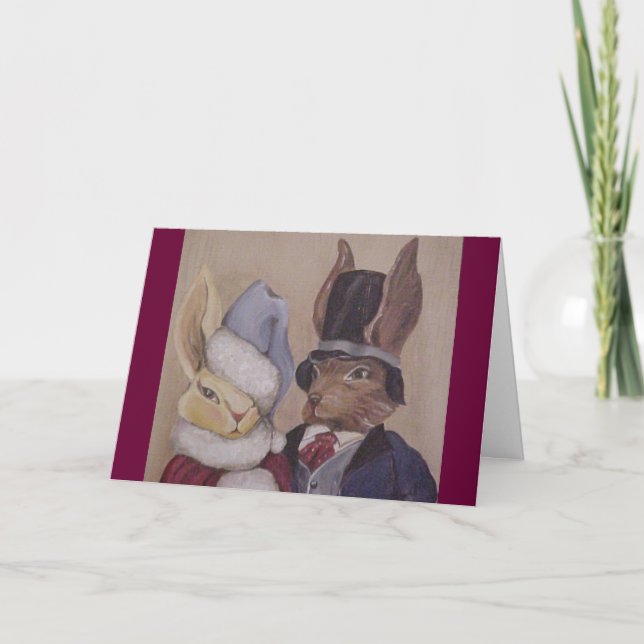 RabbitCouple1 Holiday Card (Front)