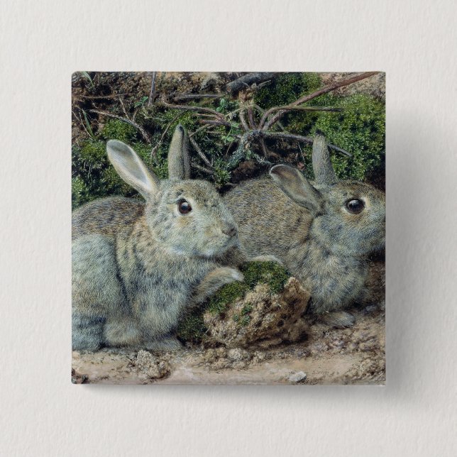 Rabbits 15 Cm Square Badge (Front)