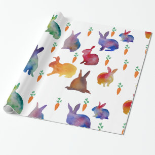 Rabbits and carrots  watercolo art  Wrapping Paper