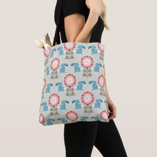 Rabbits and Flowers Tote Bag