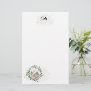 Rabbits and Gold Stars Stationery
