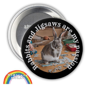Rabbits and Jigsaws puzzle and rabbit owner bunny  7.5 Cm Round Badge