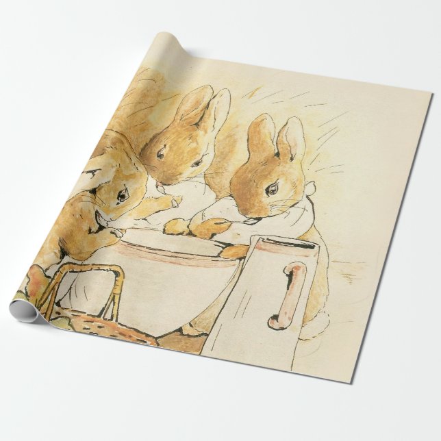 Rabbits and Milk Pudding by Beatrix Potter Wrapping Paper (Unrolled)