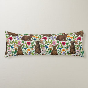 Rabbits and wildflowers body cushion