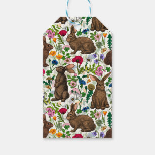 Rabbits and wildflowers gift tags