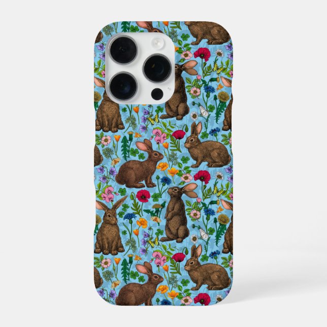 Rabbits and wildflowers iPhone case (Back)
