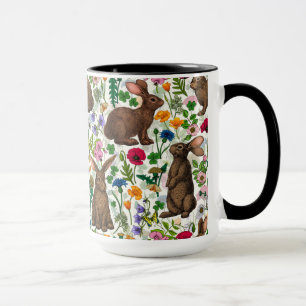 Rabbits and wildflowers mug