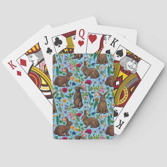 Rabbits and wildflowers playing cards (Back)