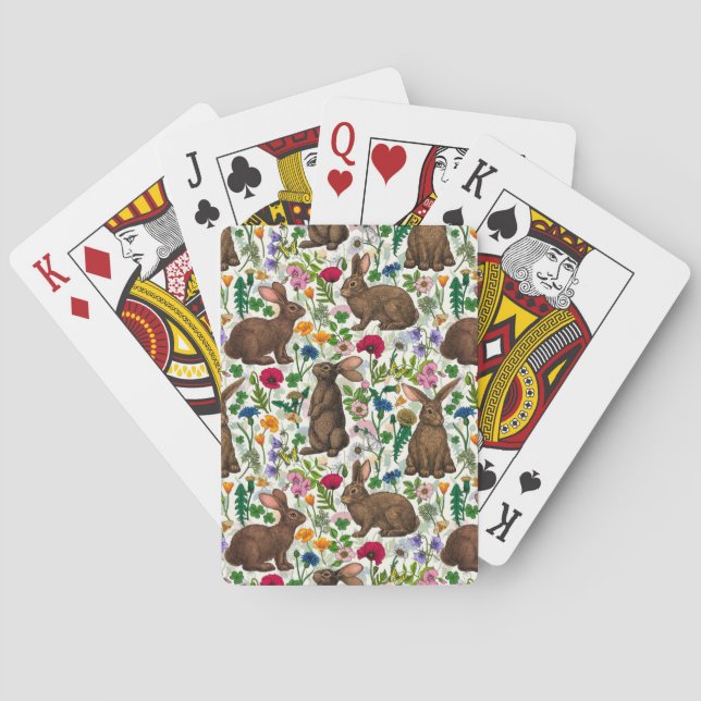 Rabbits and wildflowers playing cards (Back)