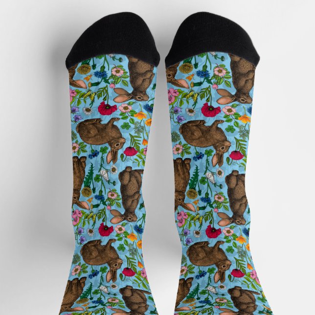 Rabbits and wildflowers socks (Top)