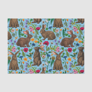 Rabbits and wildflowers tissue paper