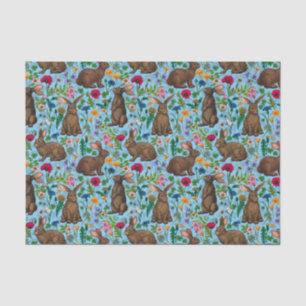Rabbits and wildflowers tissue paper